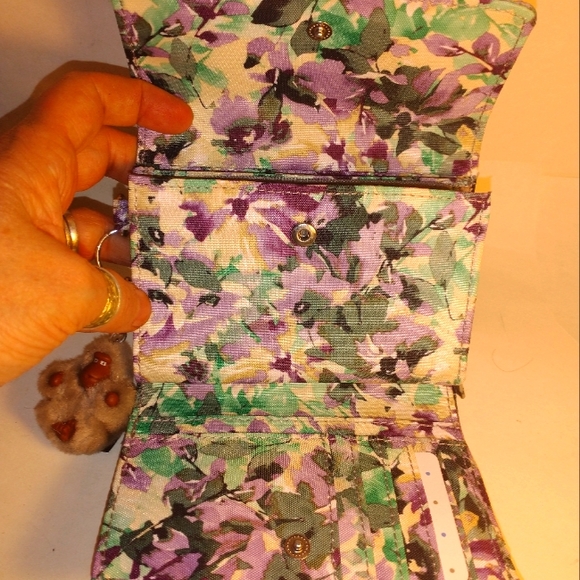 Kippling Wallet Floral Violet,purples w/Monkey - Picture 5 of 6
